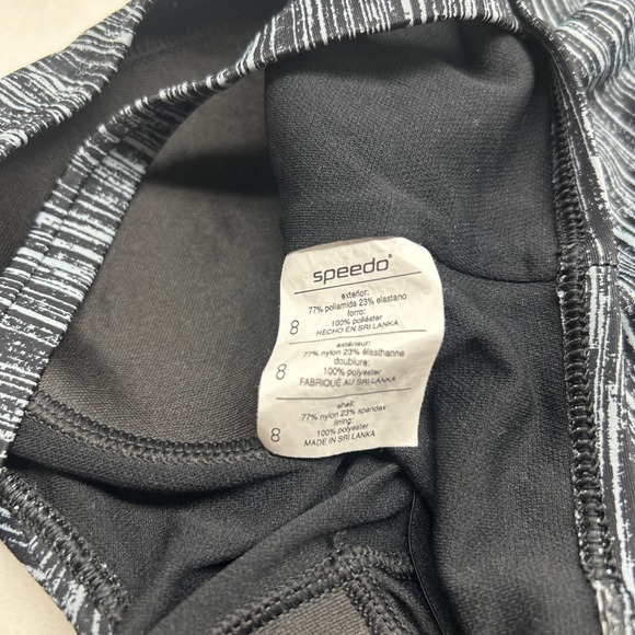 Speedo Women's Size 8 One-Piece Swimsuit Black White Space Dye Pattern - Picture 8 of 8